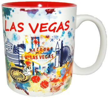 Las Vegas 12oz Watercolor White Cup with Red Interior