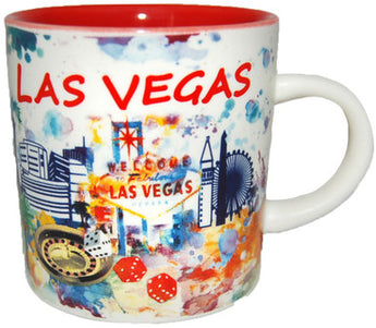 WATERCOLOR Las Vegas Mini Cup - White with Red Interior
