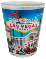 Las Vegas Foil Shot Glass Blue Skyline