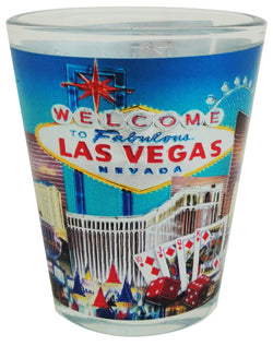Las Vegas Foil Shot Glass Blue Skyline