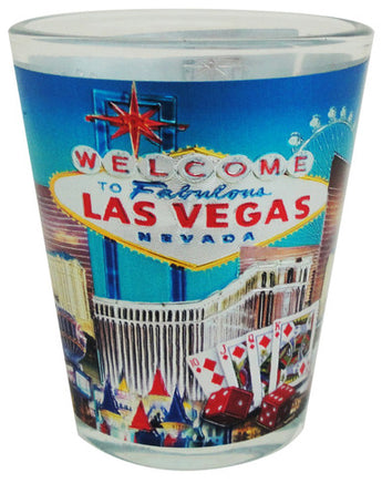 Las Vegas Foil Shot Glass Blue Skyline