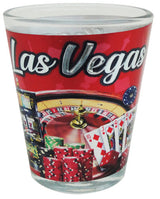Las Vegas Foil Shot Glass Red Skyline