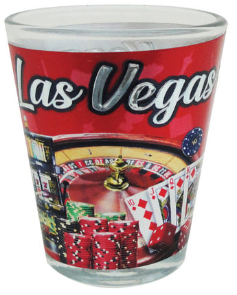 Las Vegas Foil Shot Glass Red Skyline