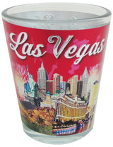 Las Vegas Foil Shot Glass Pink Skyline