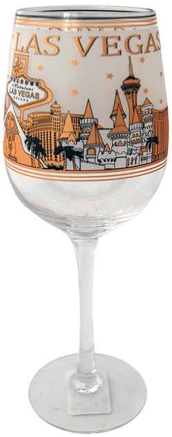 Las Vegas Wine Glass Black & Gold Skyline