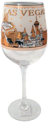 Las Vegas Wine Glass Black & Gold Skyline