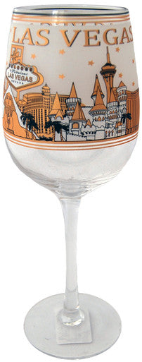 Las Vegas Wine Glass Black & Gold Skyline