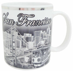 San Francisco 11oz Mug - Black & White with Silver Line