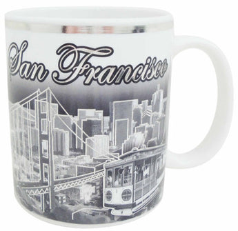 San Francisco 11oz Mug - Black & White with Silver Line