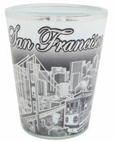 San Francisco Shotglass - B&W with Silver Line