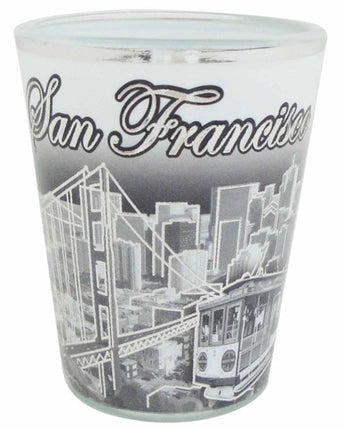 San Francisco Shotglass - B&W with Silver Line