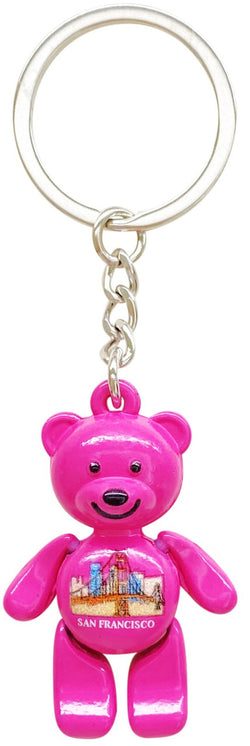 Pink San Francisco Bear Keyring with Moving Parts