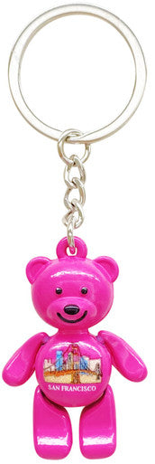 Pink San Francisco Bear Keyring with Moving Parts