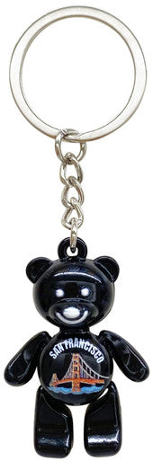 San Francisco Bear Keyring Black with Moving Parts