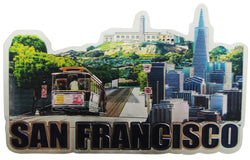 San Francisco Skyline and Tram Foil Magnet