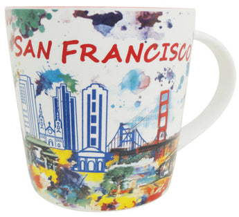 Vibrant San Francisco 16oz Red Watercolor Mug