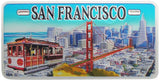 San Francisco Foil License Plate with Magnet Skyline and Tram Design
