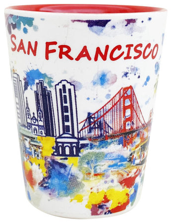 San Francisco Red Watercolor Mini Ceramic Cup