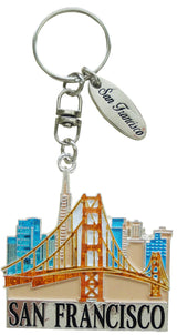 San Francisco Skyline Glitter Keyring with Bridge Design
