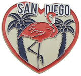 San Diego Pewter Magnets Set with Flamingo and Palm Designs
