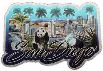 San Diego Foil Magnets Set - Skyline, Palm, and Panda Designs