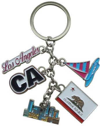 Los Angeles Skyline and Iconic Elements 5-Dangle Keyring