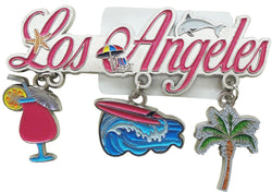 Los Angeles Dangle Magnet - Palm, Surf Board, Cocktail Design