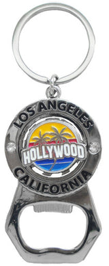 Hollywood Palm Trees Spinning Keychain Bottle Opener