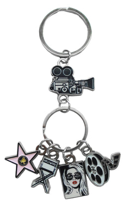 Hollywood 4-Dangle Keychain Movie/B&W/Chair/Star