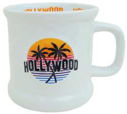 Hollywood Palm Trees White Embossed Mug