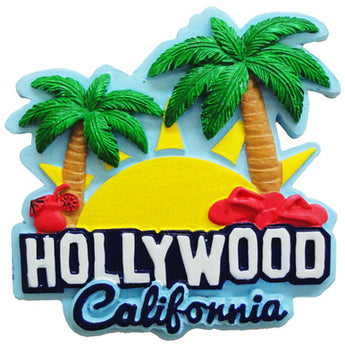 Hollywood CA Palm Trees Poly Magnet
