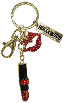 Hollywood Rhinestone Lipstick Keychain