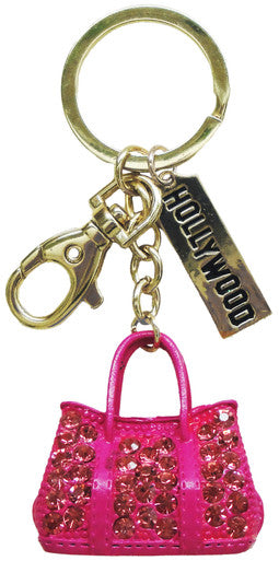 Hollywood Rhineston Pink Bag Keychain