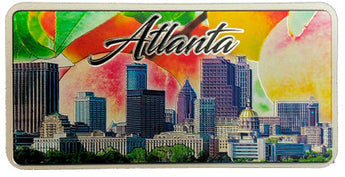 Peach Skyline Atlanta Foil Magnet License Plate
