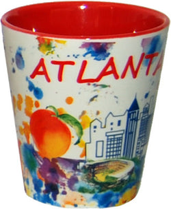 Atlanta Mini Ceramic Cup Watercolor with Red Interior