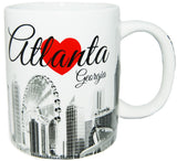 Atlanta 11oz White/Black Cup with Collage and Red Heart Design