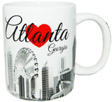 Atlanta 11oz White/Black Cup with Collage and Red Heart Design