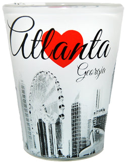 Atlanta Shotglass White/Black with Collage and Red Heart Design