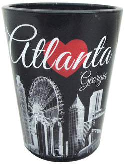 Atlanta Skyline Shotglass in Black/White with Red Heart Design