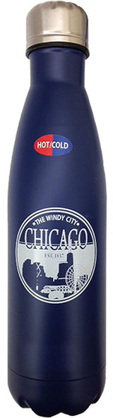 Matte Blue Steel Chicago Travel Mug Bottle - Windy City Explorer
