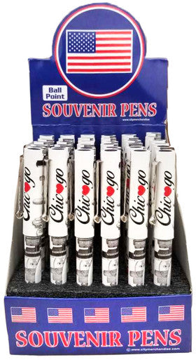 White Chicago Ballpoint Pen 3-Pack