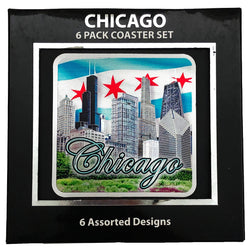 Chicago Coaster Foil 6-Pack - Day Skyline Design - Houseware