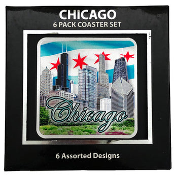 Chicago Coaster Foil 6-Pack - Day Skyline Design - Houseware
