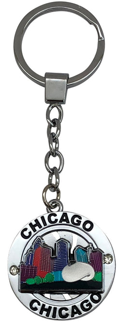 Skyline Bean Chicago Spinning Keyring in Vibrant Colors
