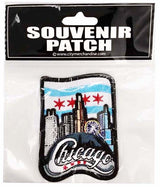 Chicago Skyline Patch with Flag Design - Iron-On and Sew-On