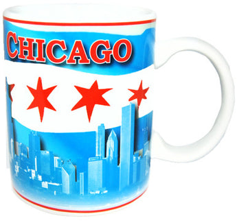 Chicago Flag 11oz Cup - Red Chicago with White Handle