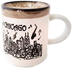 Chicago Mini Cup with White and Black Skyline and Music Drip Design