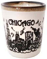 Chicago Mini Ceramic Cup White/Black with Skyline and Music Drip Design - CA58955