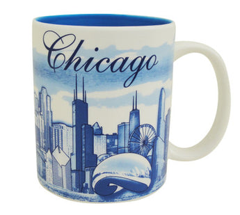 Chic and Sleek: Chicago 11oz Cup with Blue Design