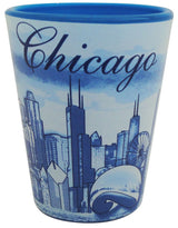 Chicago Shotglass with Stylish Blue Design